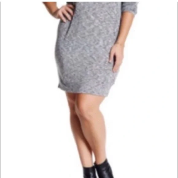 Bobeau Black/Gray Long Sleeve Funnel Neck Dress - Size 1X - Picture 3 of 9